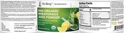 Photo of the Dr. Berg Raw Organic Wheatgrass Juice Powder Lemon Flavor label