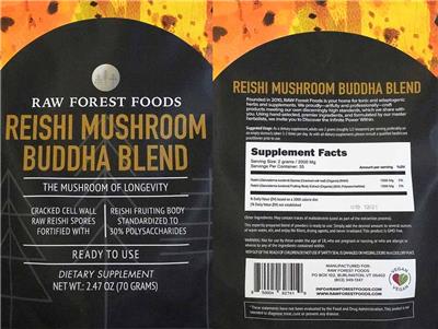 Photo of the Raw Forest Foods Reishi Mushroom Buddha Blend label