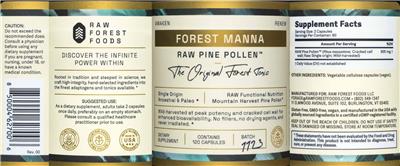Photo of the Raw Forest Foods Forest Manna Raw Pine Pollen label