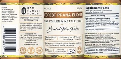 Photo of the Raw Forest Foods Forest Prana Elixir Tincture label