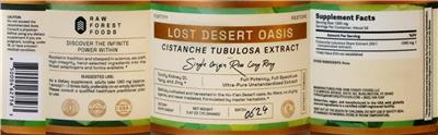 Photo of the Raw Forest Foods Lost Desert Oasis Cistanche Tubulosa Extract Powder label