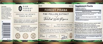 Photo of the Raw Forest Foods Pine Pollen Extract label