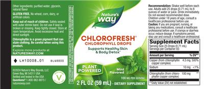 Photo of the Nature's Way Chlorofresh Mint Flavored label