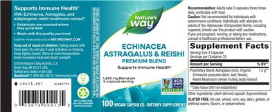 Photo of the Nature's Way Echinacea Astragalus & Reishi label
