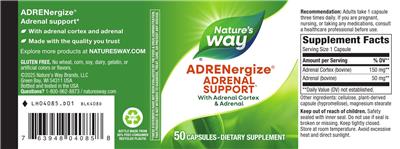 Photo of the Nature's Way ADRENergize label