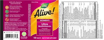 Photo of the Nature's Way Alive! Women's Ultra Multivitamin label