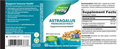 Photo of the Nature's Way Astragalus label