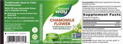Photo of the Nature's Way Chamomile Flower 700 mg label