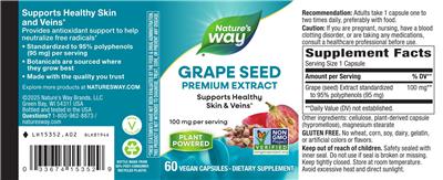 Photo of the Nature's Way Grape Seed 100 mg label