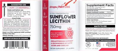 Photo of the Drops of Nature Ultra Concentrated Sunflower Lecithin 750 mg Mixed Berry Flavor label