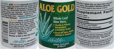 Photo of the Aloe Life Aloe Gold label