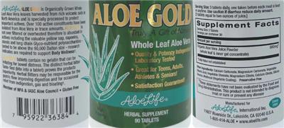 Photo of the Aloe Life Aloe Gold label