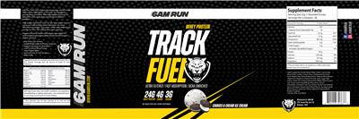 Photo of the 6AM Run Track Fuel Cookies & Cream Ice Cream label