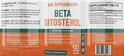 Photo of the KRK Supplements Beta Sitosterol 800 mg label