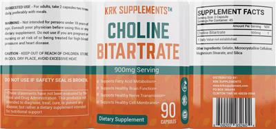 Photo of the KRK Supplements Choline Bitartrate label