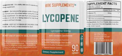 Photo of the KRK Supplements Lycopene 50 mg label