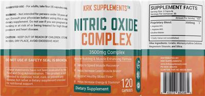 Photo of the KRK Supplements Nitric Oxide Complex 3500 mg label