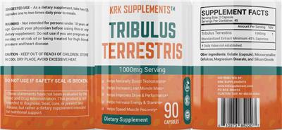 Photo of the KRK Supplements Tribulus terrestris 1000 mg label