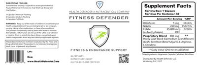 Photo of the Health Defender A Nutraceutical Company Fitness Defender label