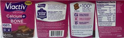 Photo of the Viactiv Calcium + Bone Milk Chocolate label