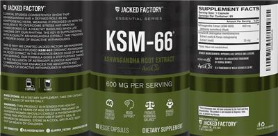 Photo of the Jacked Factory Essential Series KSM-66 600 mg label