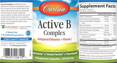 Photo of the Carlson Active B Complex label