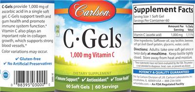 Photo of the Carlson C-Gels label