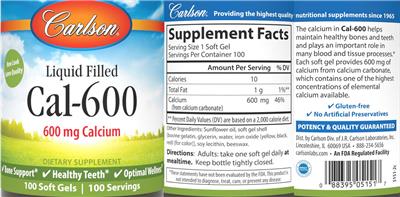 Photo of the Carlson Cal-600 label