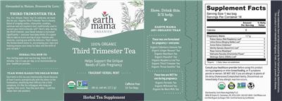 Photo of the Earth Mama Organics Third Trimester Tea Fragrant Herbal Mint label