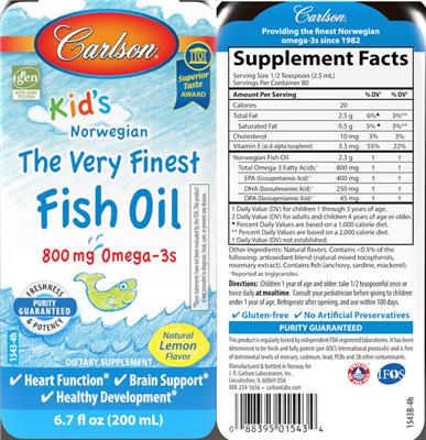 Originaletikett: Kid's The Very Finest Fish Oil Natural Lemon Flavor
