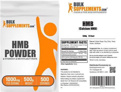 Photo of the BulkSupplements.com HMB Powder 1000 mg label