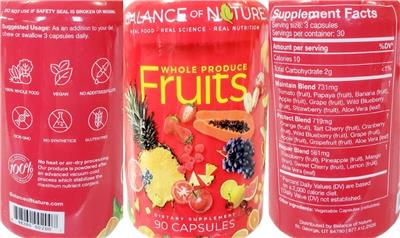Photo of the Balance of Nature Whole Produce Fruits label