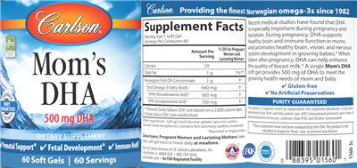 Originaletikett: Mom's DHA 500 mg