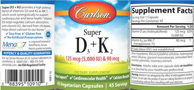 Originaletikett: Super D3 125 mcg (5,000 IU) + K2 90 mcg