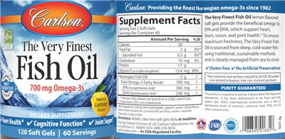 Originaletikett: The Very Finest Fish Oil Natural Lemon Flavor