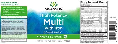 Photo of the Swanson High Potency Softgel Multi label