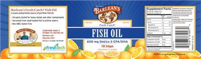 Photo of the Barlean's Fresh Catch Fish Oil Orange Flavor label