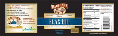 Photo of the Barlean's Lignan Flax Oil label