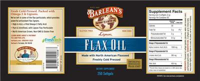 Photo of the Barlean's Lignan Flax Oil label