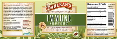 Photo of the Barlean's Immune Support label