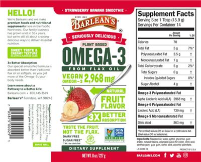 Original label: Plant Based Omega-3 Strawberry Banana Smoothie