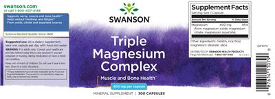 Photo of the Swanson Triple Magnesium Complex 400 mg label
