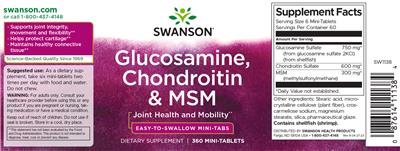 Photo of the Swanson Glucosamine, Chondroitin & MSM label