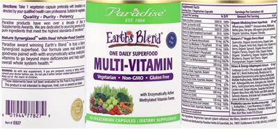 Label of One Daily Superfood Multi-Vitamin No Iron