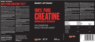 Originaletikett: 100% Pure Creatine Monohydrate Capsules