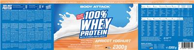 Photo of the Body Attack Sports Nutrition 100% Whey Protein Apricot Yoghurt label