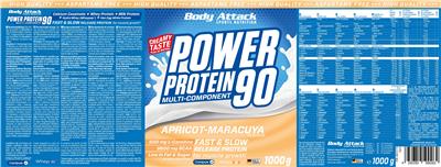 Photo of the Body Attack Sports Nutrition Power Protein 90 Apricot-Maracuya Flavour label
