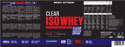 Photo of the Body Attack Clear Iso Whey Blackberry label