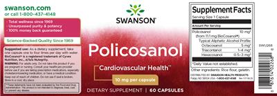 Photo of the Swanson Policosanol 10 mg label