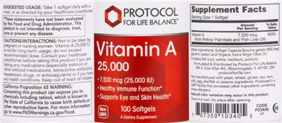 Vitamin A 25,000 IU 7,500 mcg